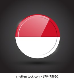 3d rendering of monaco button with flag on black background.