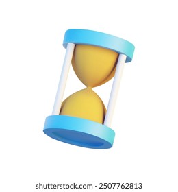 3D rendering of multiple hourglasses isolated on a white background. High-quality vector illustration showcasing time management and the concept of passing time
