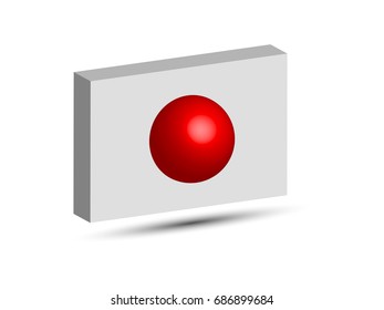 3d rendering national flag of Japan. Japanese flag in 3d style with shadow isolated on white background. EPS10 vector illustration. 