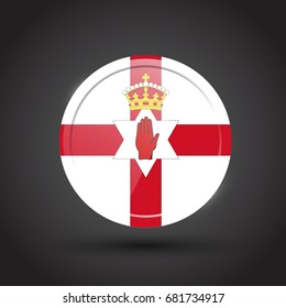 3d rendering of northern ireland button with flag on black background.