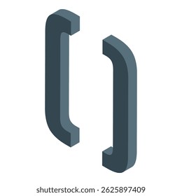 3d rendering of open square brackets isolated on a white background