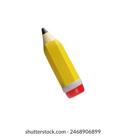 3d rendering pencil. Back to school. Stylish volumetric stationery for writing, drawing. Item for students education. Element for signing important business contracts. Plastic vector illustration