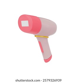 3D rendering of a photoepilator in pastel pink and gold tones. A cosmetic device for hair removal, designed in a modern minimalist style. Isolated on a white background.