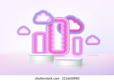3d rendering of podium and abstract geometric with empty space for present product.