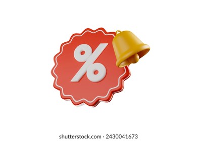 3D rendering Product discount percentage icon Price reduction notification marketing concept