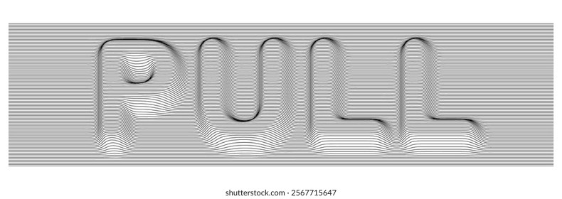 3d rendering of pull. line distortion style isolated on white background. Design for t shirt, wall decoration, poster. 