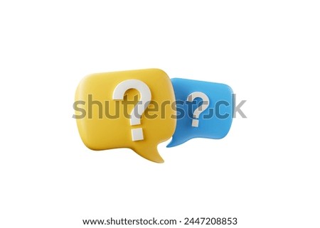 Similar – Image, Stock Photo Question marks in speech bubbles. Paper shape of bubble with hand drawn interrogation points. Question concept, important information, dispute, hesitation concept.