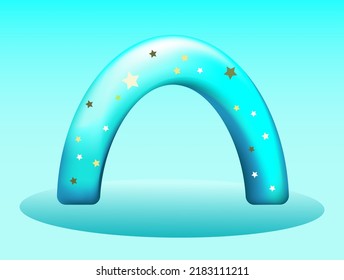 3D rendering rainbow realistic style, blue background, Holiday web poster, child flyer, seasonal brochure, baby shower modern background.