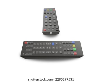 3d rendering remote control. 3d remote tv isolated on white background