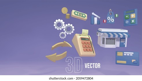 3d rendering retail icon vector