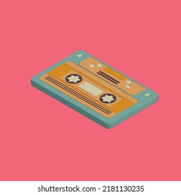 3d rendering Retro Cassette Tape Music Record Icon Illustration Vector

