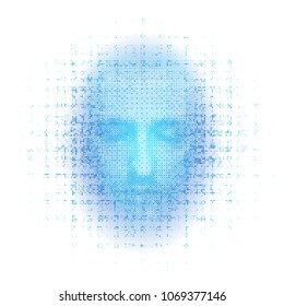 3d rendering of robot face on white background represent artificial intelligence. Future science, modern technology concept. 3d illustration