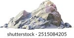 3d rendering rocks mountains shapes illustration vector, Landscape of Rock and stone on the grass field in summer