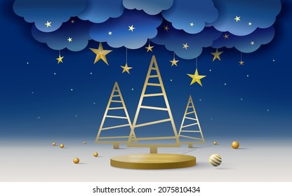 3d rendering scene of christmas holiday with display podium for mock up