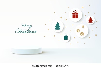 3d escena de festividad de navidad de navidad con podio de exhibición para burlarse