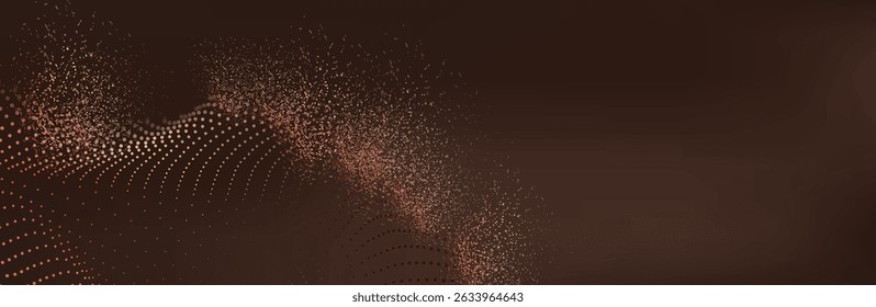 3d rendering, science fiction background of glowing particles with depth of field and bokeh. Particles form line and surface grid. microcosm or space.vector