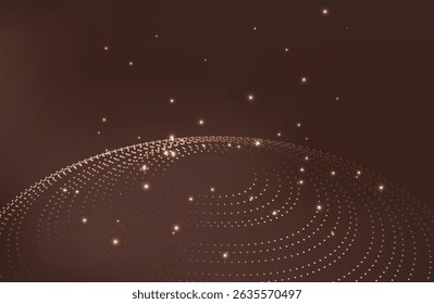 3d rendering, science fiction background of glowing particles with depth of field and bokeh. Particles form line and surface grid. microcosm or space.vector