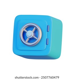 3D rendering of a secure metallic safe isolated on white background. High-quality vector illustration ideal for finance, security, and banking concepts