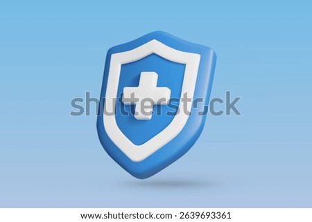 3D rendering of a Shield on a blue background.