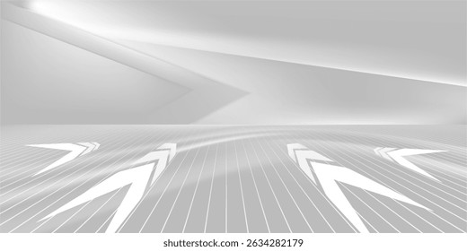 3D rendering of silver foil abstract geometric background. Scene for advertising design, showroom, technology, future, modern, sports, games, metaverse, cosmetics, warehouse, garage.