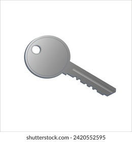 3D rendering of a silver key