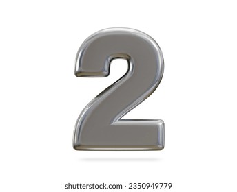 3d rendering of silver number 2