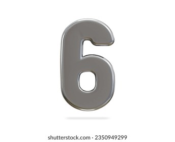 3d rendering of silver number 6