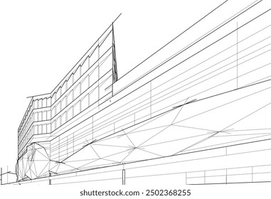  Croquis de renderizado 3D de un edificio moderno 