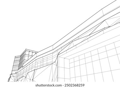  3d rendering sketch of modern building 