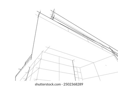  3d rendering sketch of modern building 