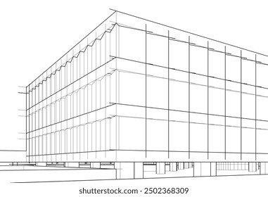  Croquis de renderizado 3D de un edificio moderno 