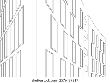 3d rendering sketch of modern building vector illustration