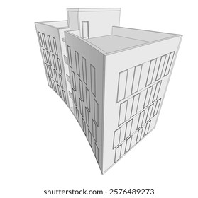 3d rendering sketch of modern building vector illustration
