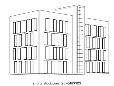 3d rendering sketch of modern building vector illustration