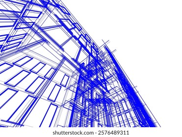 3d rendering sketch of modern building vector illustration