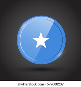 3d rendering of somalia button with flag on black background.