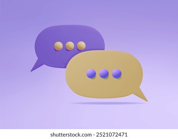 Renderização 3D de um bate-papo de balão de fala. Uma mensagem para as mídias sociais. Ilustração vetorial de EPS 10.