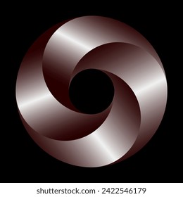 3d rendering of a spiral design element isolated on black background.