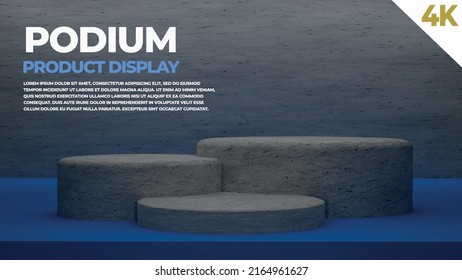 3D rendering stone podium with minimal background. perfect for showing product and promotion with 4k resolution.