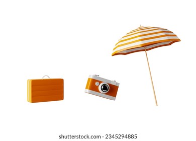 3D rendering of summer sea tourism accessories