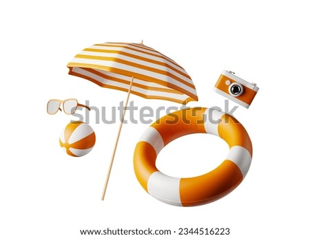 3D rendering of summer sea tourism accessories