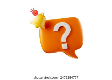 3D rendering of suspicious alert icon with question mark in the icon