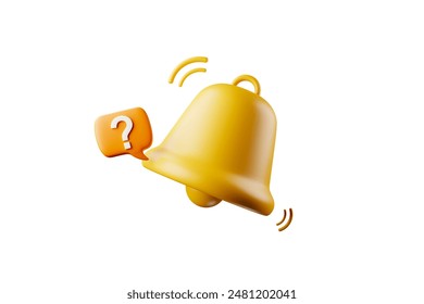 3D rendering of suspicious alert icon with question mark in the icon