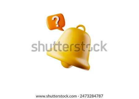 3D rendering of suspicious alert icon with question mark in the icon