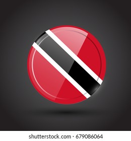 3d rendering of Trinidad And Tobago button with flag on black background.