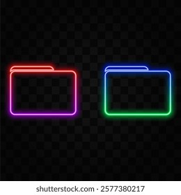 3D rendering UI folder icon with neon light isolated on black background.