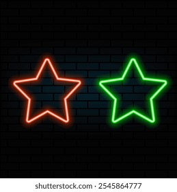 3d rendering UI Star icon with neon light isolated in black background.