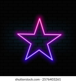 3D rendering UI star icon with neon light isolated on black background.