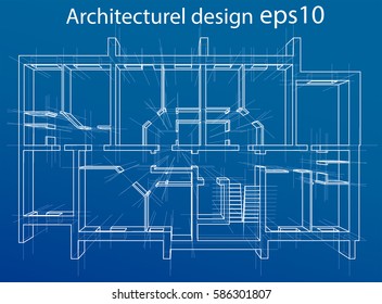 3D rendering vector illustration. Model floor of apartment block