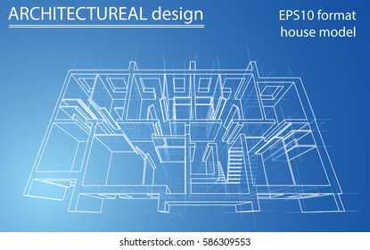 3D rendering vector illustration. Model floor of apartment block